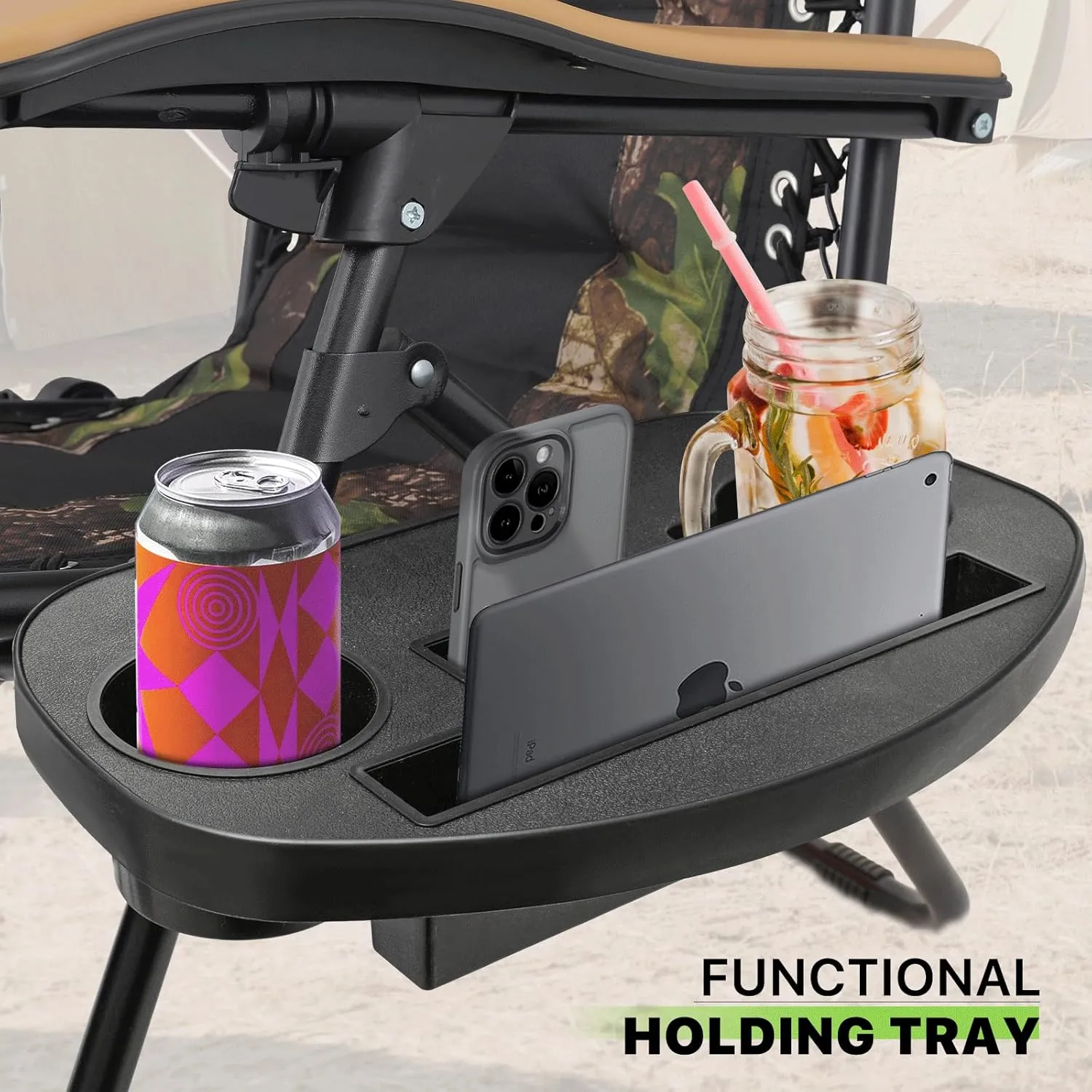 Magshion Zero Gravity Lounge Chairs Set of 2 with Cup Holder Tray, XL Patio Recliner Chair Foldable Outdoor Anti-Gravity Chairs, Jungle (330lb Weight Capacity)
