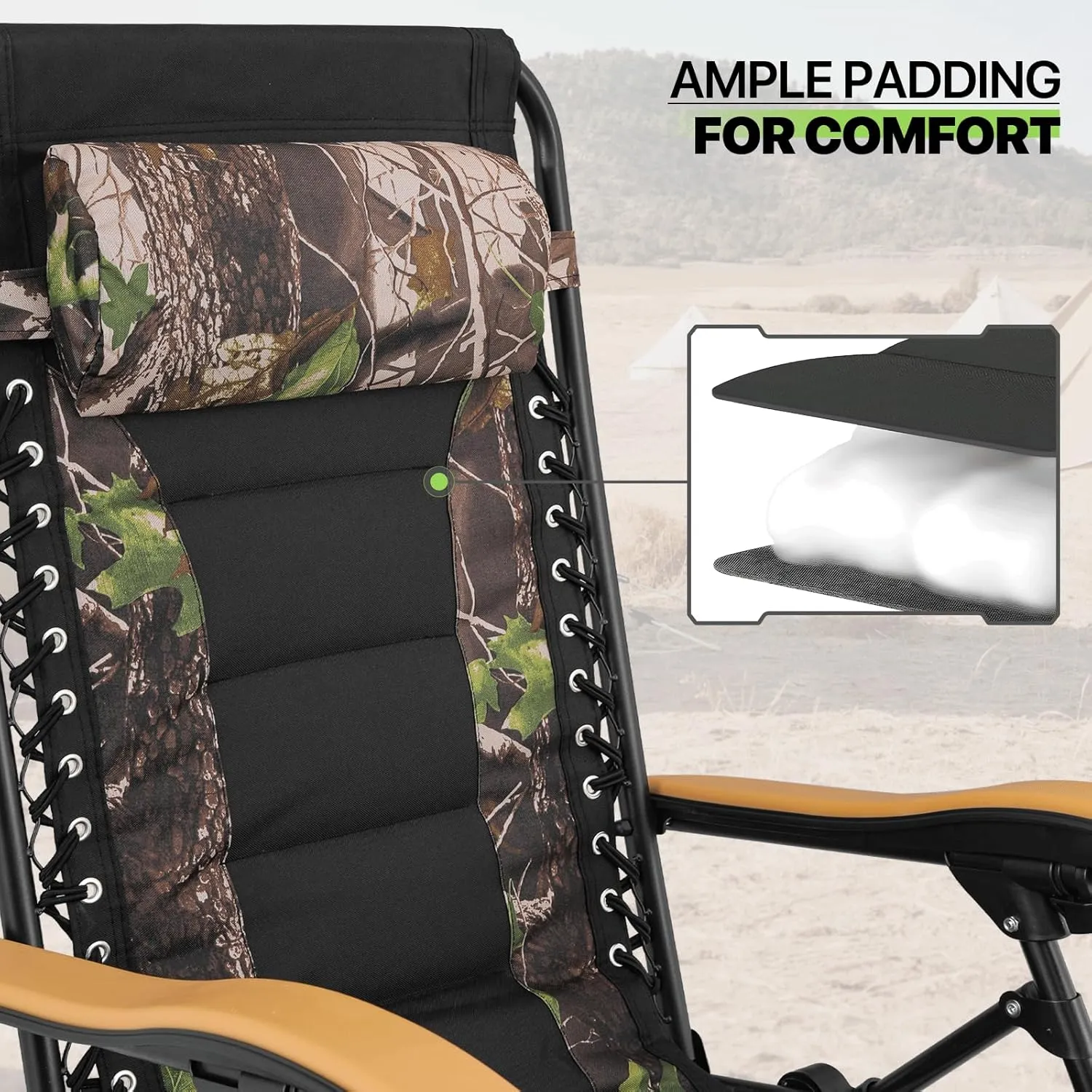 Magshion Zero Gravity Lounge Chairs Set of 2 with Cup Holder Tray, XL Patio Recliner Chair Foldable Outdoor Anti-Gravity Chairs, Jungle (330lb Weight Capacity)