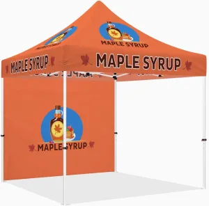 Maple Syrup Pop Up Tent, ABLEM8CANOPY 10x10 Heavy Duty Outdoor Canopy Tent for Pure Maple Syrup Business with Wheeled Travel Bag, Sidewall x1