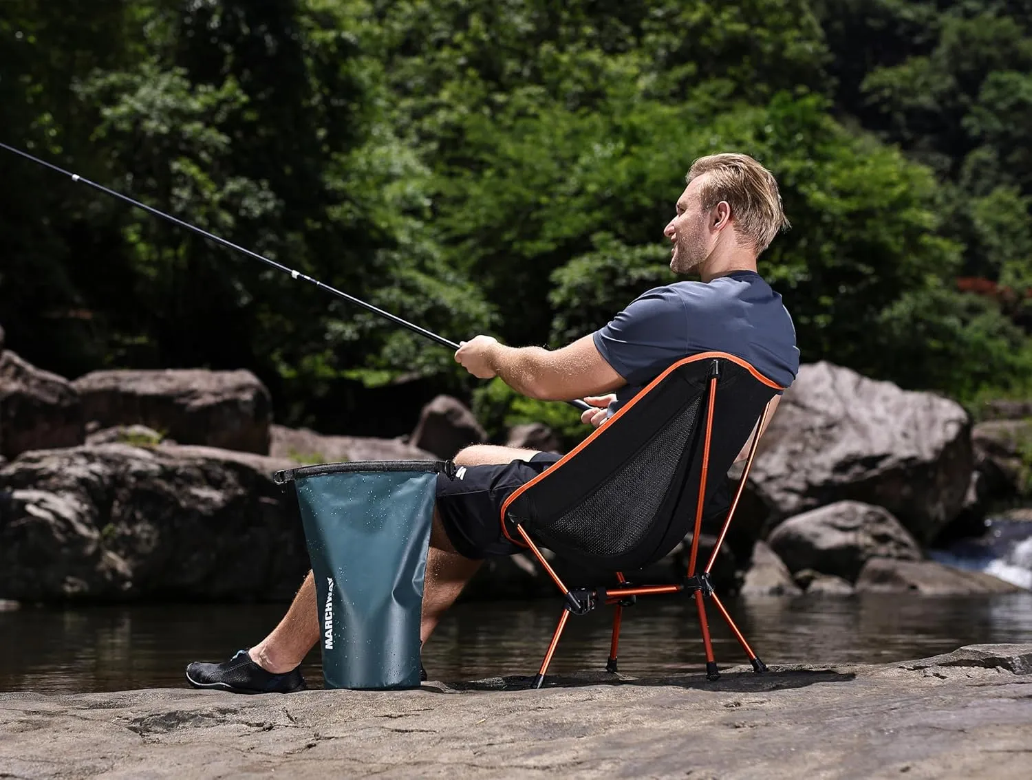 MARCHWAY Lightweight Folding Camping Chair, Portable Foldable Compact for Outdoor Camp, Travel, Beach, Picnic, Festival, Hiking, Backpacking, Supports 330Lbs (Orange)