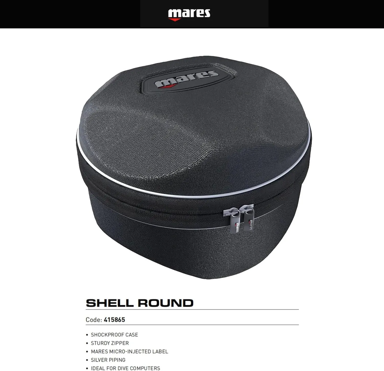 Mares Shell Round Case - Soft Durable Protective Compact Scuba Diving Computer Storage Bag Case w/Zip Closure