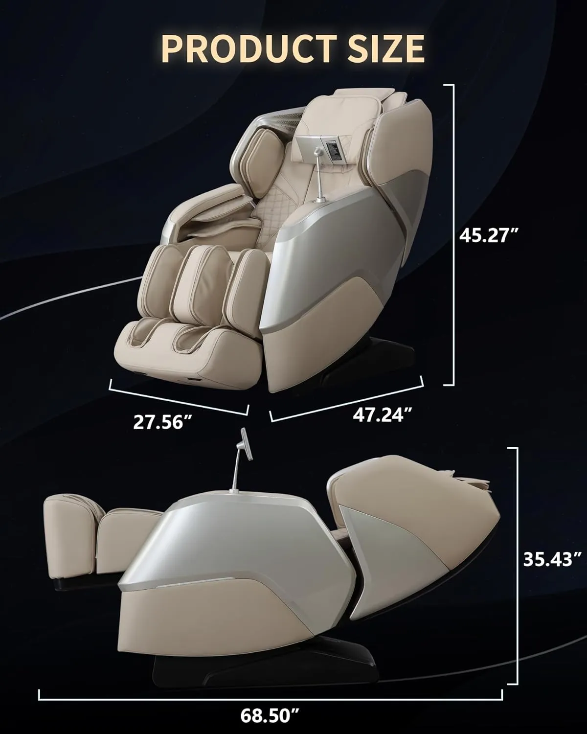 Massage Chair Full Body 4D Zero Gravity Chair SL Track with Heat Calf Rollers AI Voice Control Body Scan Bluetooth Massage Office Chairs, Beige