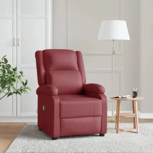 Massage Chair Wine Red Faux Leather,Relaxation Heaven: Massage Reclining Chair with Vibrating Massage and Ergonomic Comfort Living Room Chaise