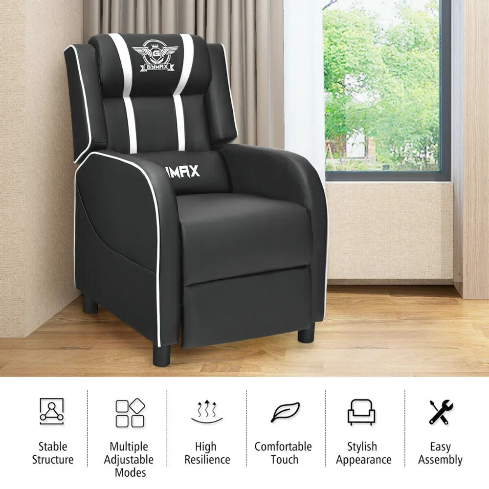 Massage Gaming Chair with Lumbar Support and Reclining Feature