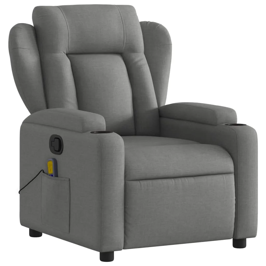 Massage Recliner Chair Dark Gray Fabric