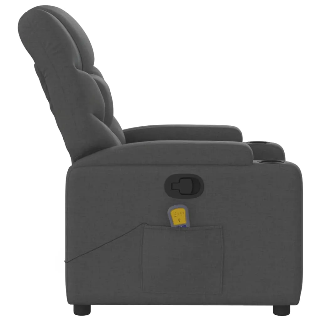 Massage Recliner Chair Dark Gray Fabric