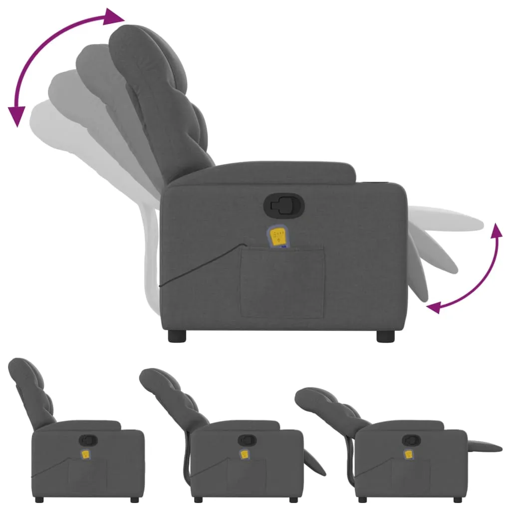 Massage Recliner Chair Dark Gray Fabric