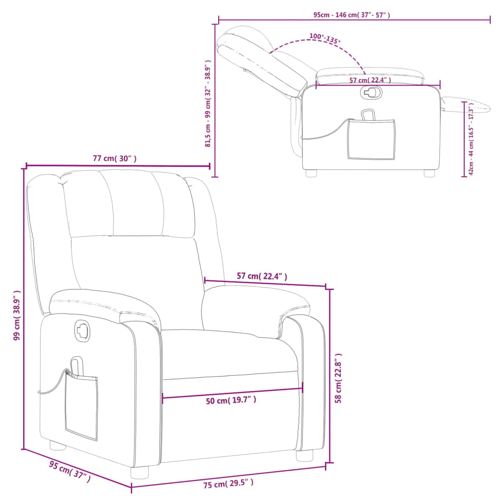 Massage Recliner Chair Gray Faux Leather