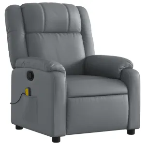 Massage Recliner Chair Gray Faux Leather