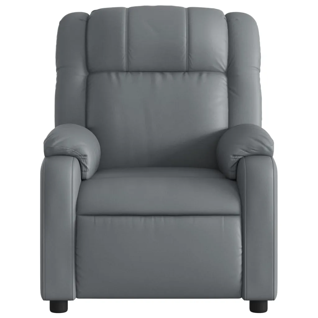 Massage Recliner Chair Gray Faux Leather