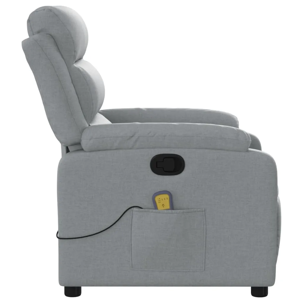 Massage Recliner Chair Light Gray Fabric