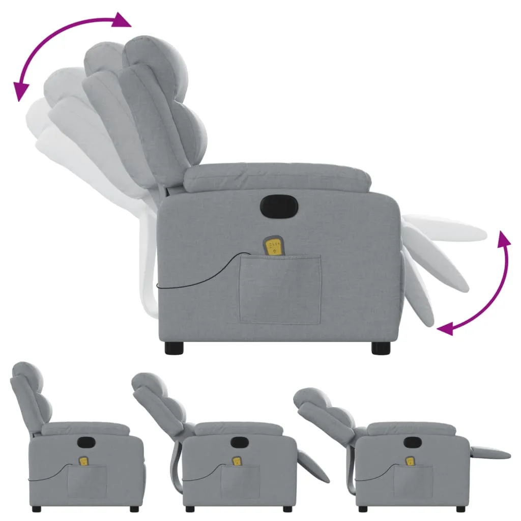 Massage Recliner Chair Light Gray Fabric