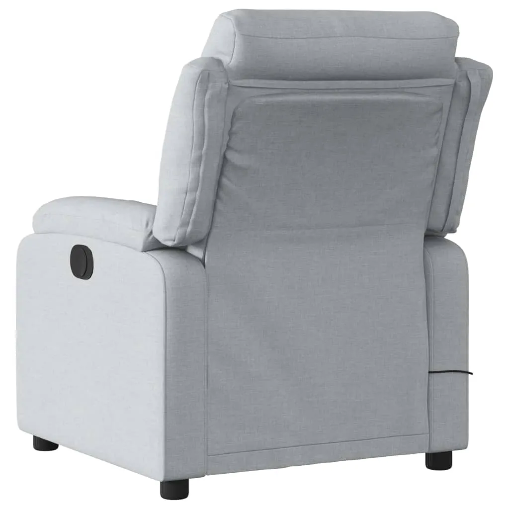 Massage Recliner Chair Light Gray Fabric