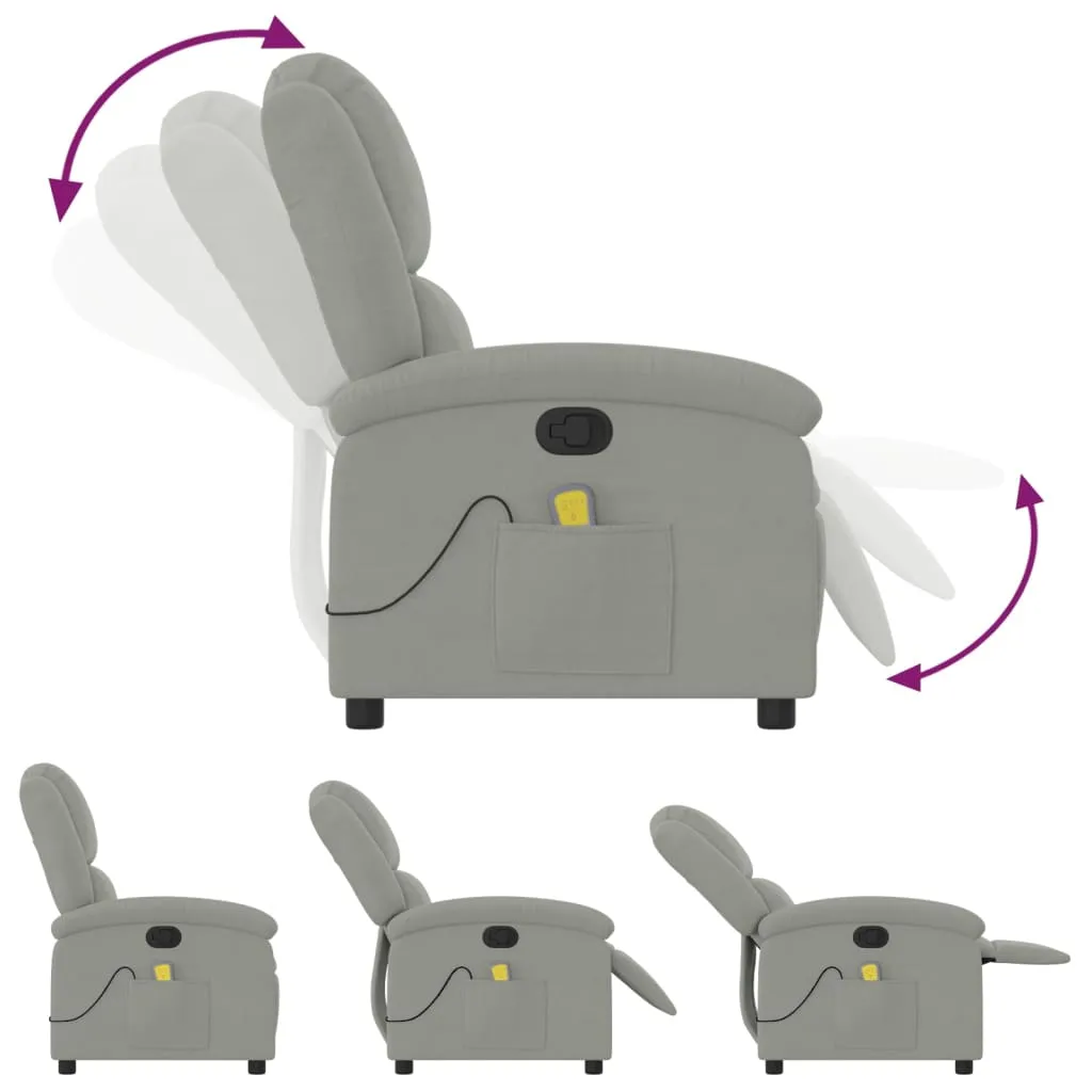 Massage Recliner Chair Light Gray Velvet