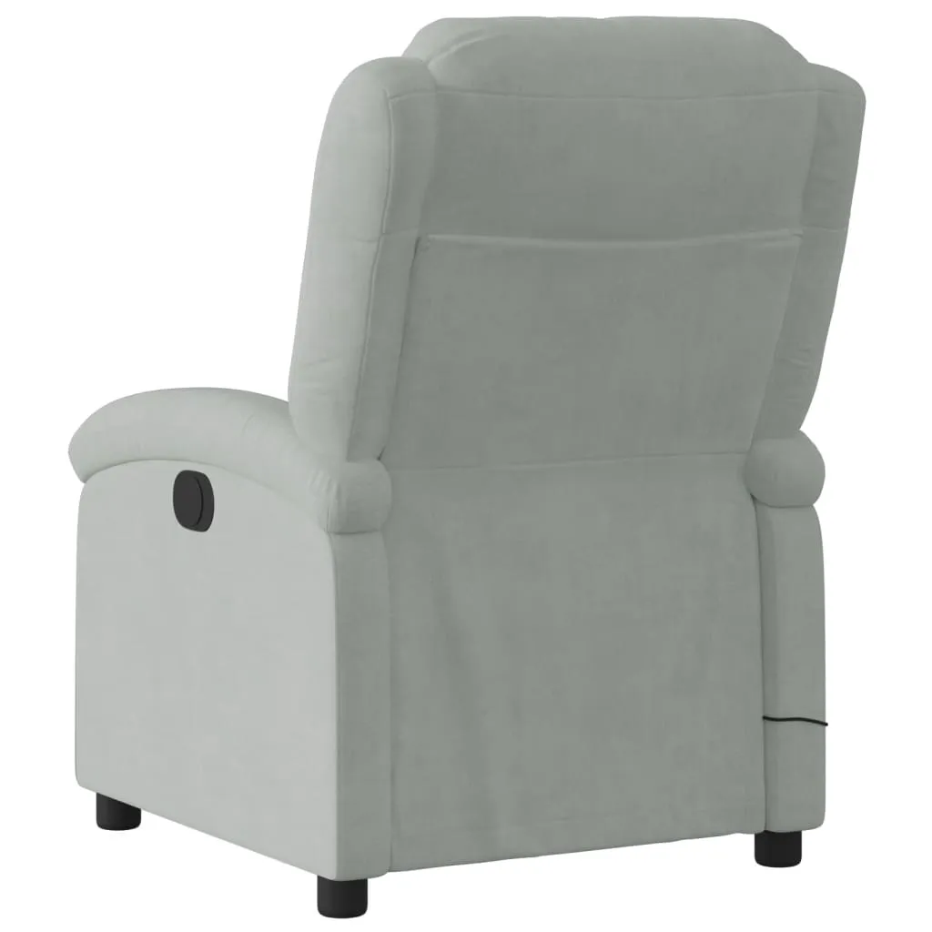 Massage Recliner Chair Light Gray Velvet