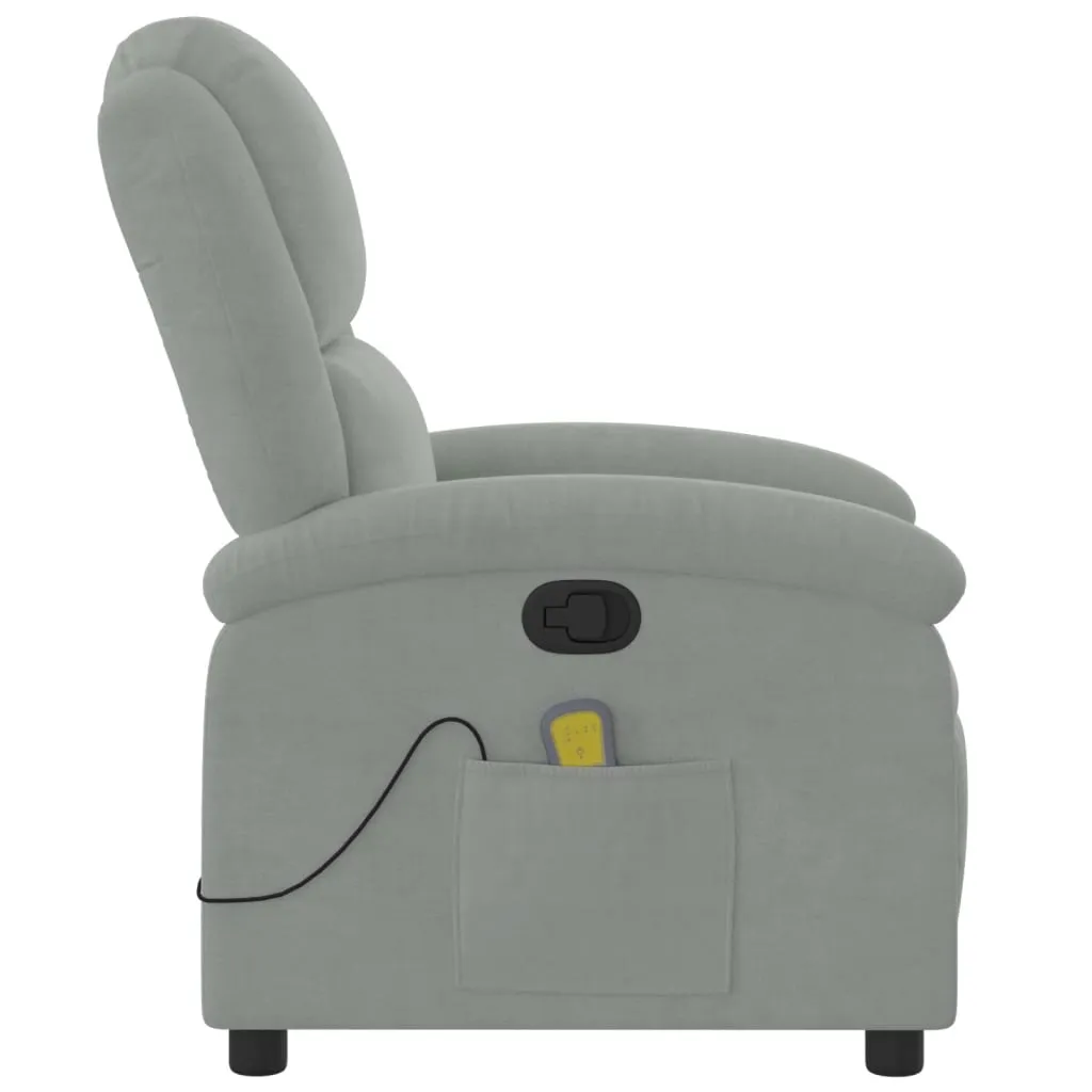 Massage Recliner Chair Light Gray Velvet