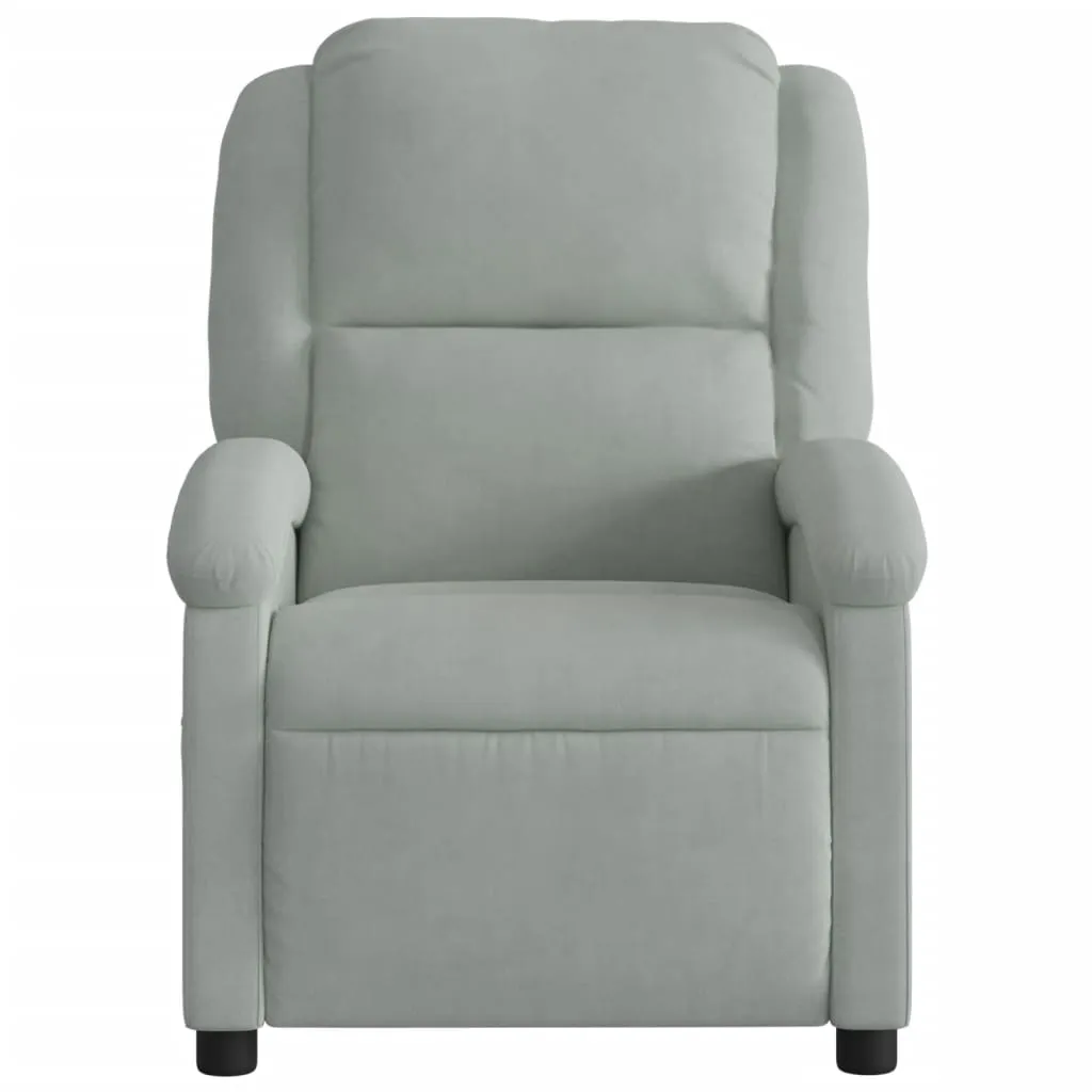 Massage Recliner Chair Light Gray Velvet