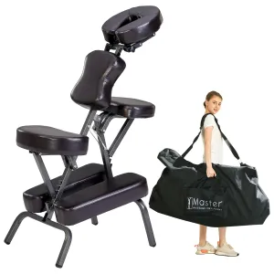 Master Massage Bedford Massage Chair Portable - Lightweight Massage Chair with Carrying Bag - Tattoo Chair Adjustable Face Cradle(Coffee)