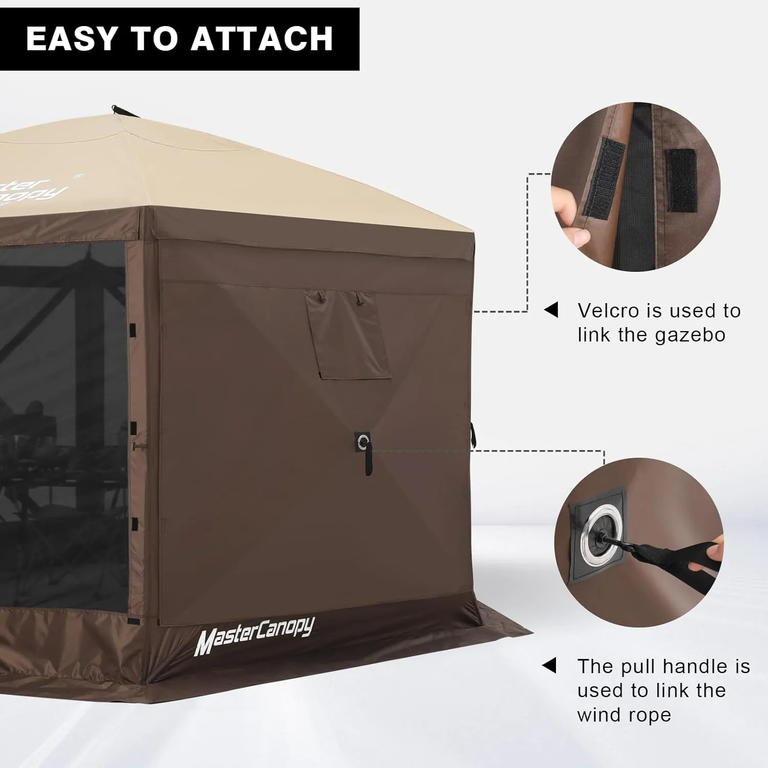MASTERCANOPY Escape Shelter Side Panel with Window (10x10,Coffee)