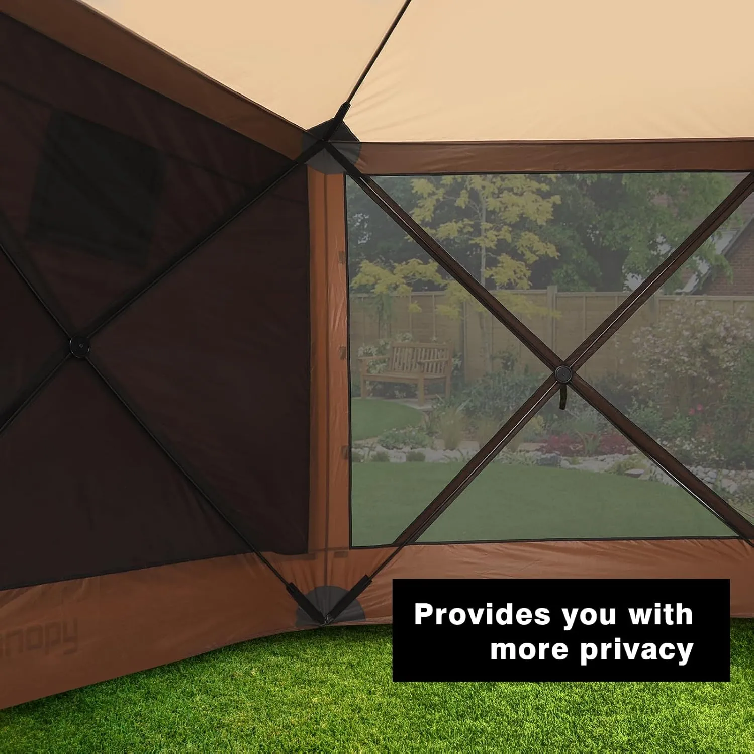MASTERCANOPY Escape Shelter Side Panel with Window (10x10,Coffee)