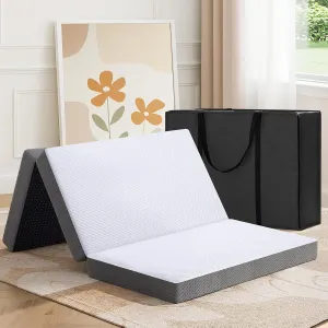MASVIS Trifold Mattress, 3 Inch Memory Foam Foldable Mattress with Washable Cover, Tri-Folding Floor Bed for Camping, Full