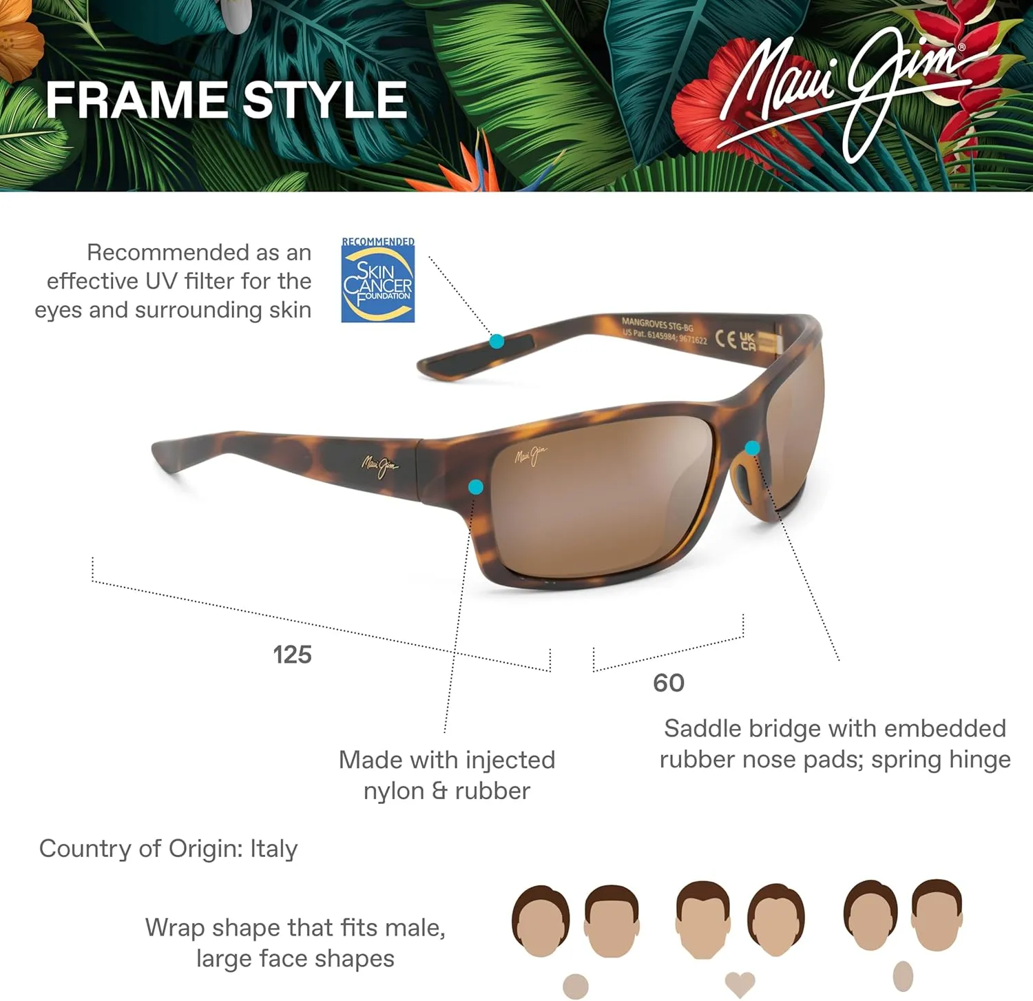 Maui Jim Men's Mangroves Polarized Wrap Sunglasses