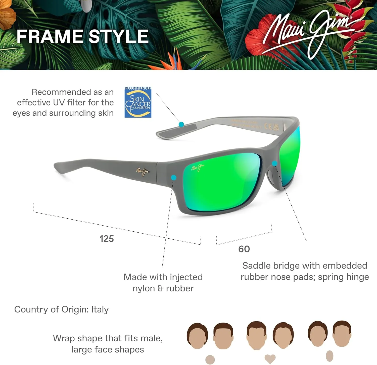 Maui Jim Men's Mangroves Polarized Wrap Sunglasses
