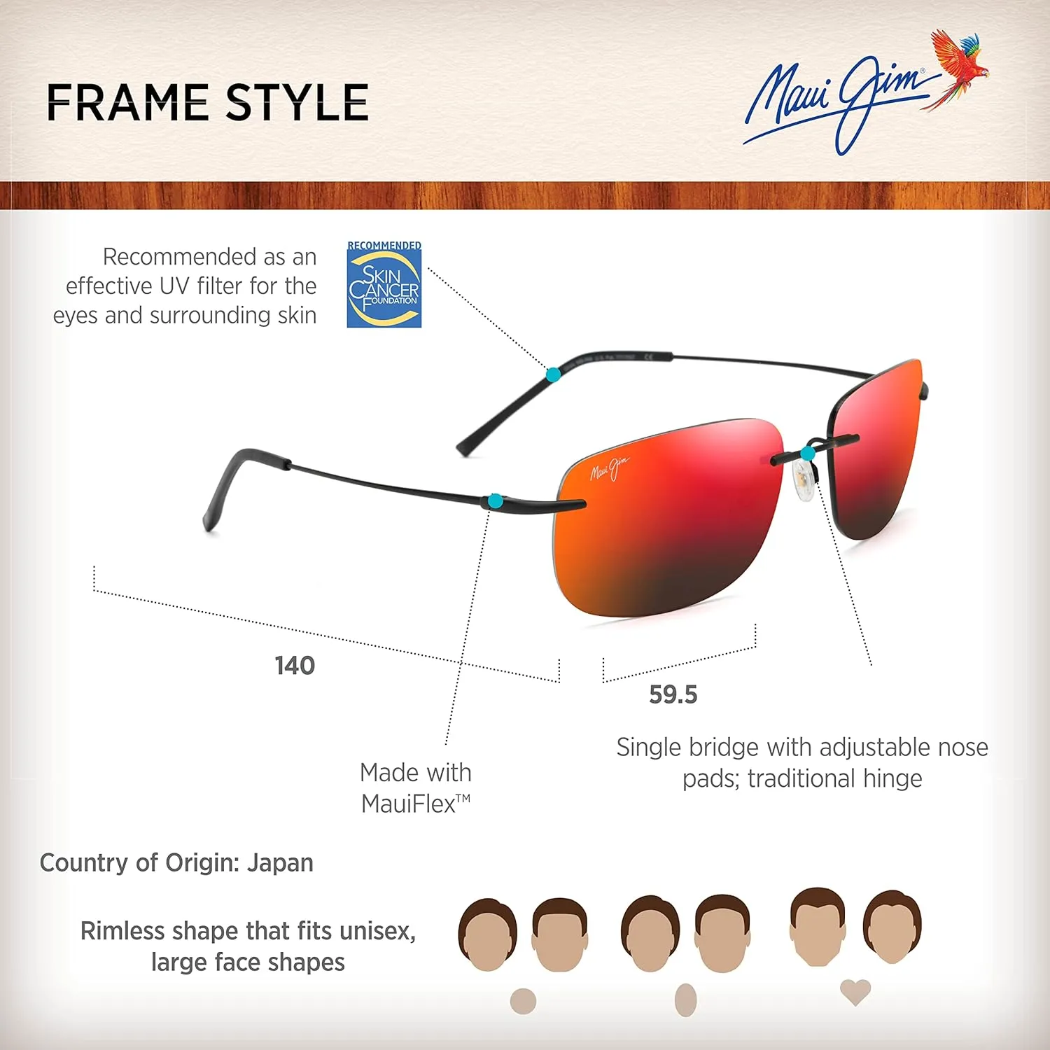 Maui Jim Women's Ohai Rectangular Sunglasses