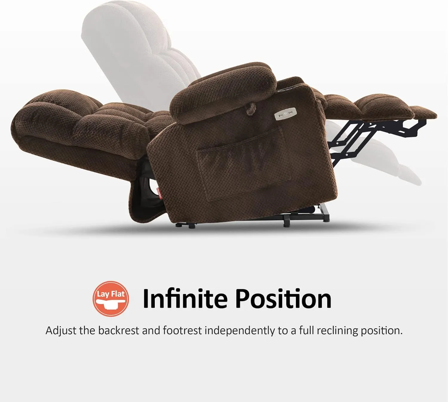 MCombo Dual Motor Power Lift Recliner Chair with Massage and Heat for Elderly People, Infinite Position, USB Ports, Cup Holders, Fabric 7890 (Medium, Mocha)