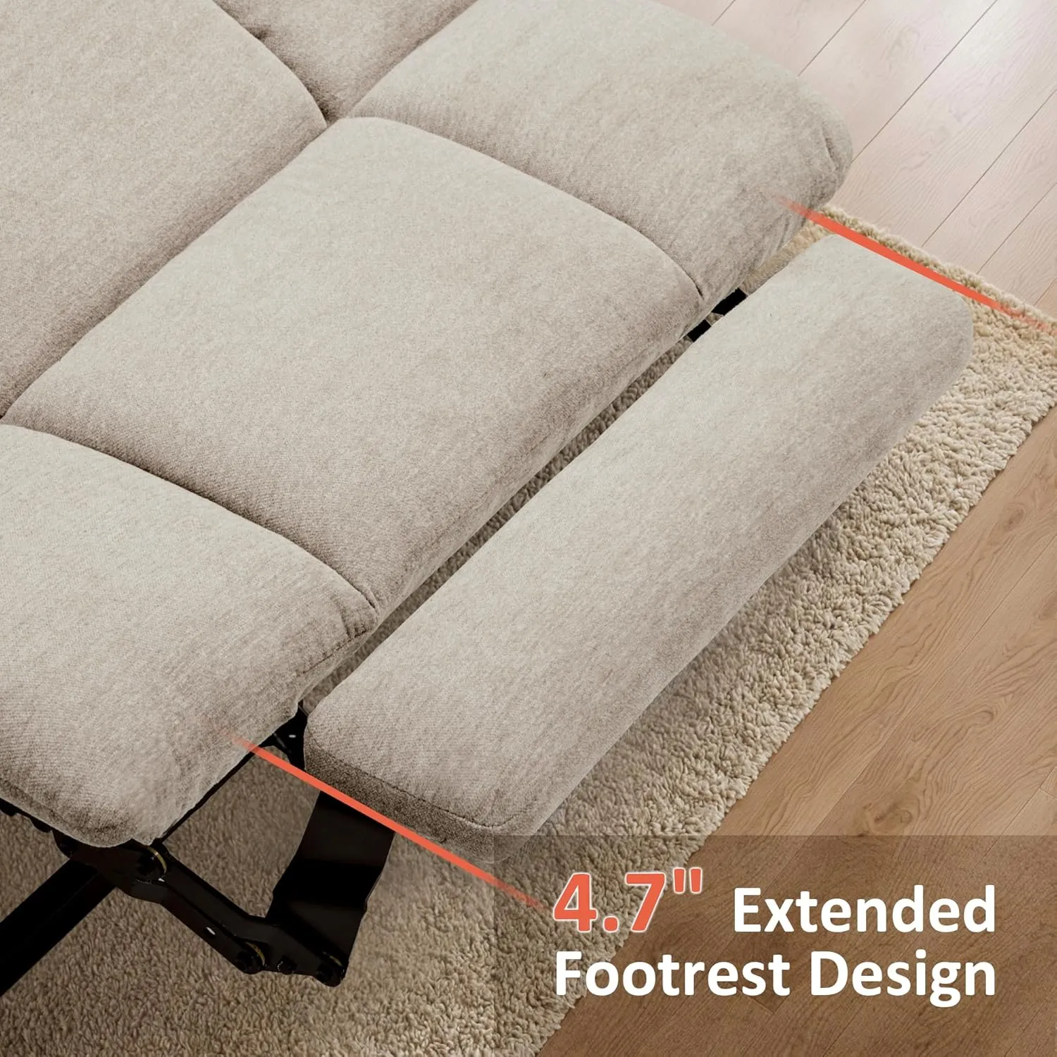 MCombo Power Lift Recliner Chair with Extended Footrest for Elderly People, Fabric 7287 (Oatmeal, Medium-Regular)