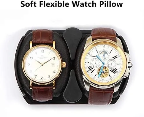 Mechanical Watch Shaker Automatic Watch Winder with LED Light Soft Flexible Watch Pillow AC Adapter and Battery Powered Quiet Motor 4 Rotation Modes (