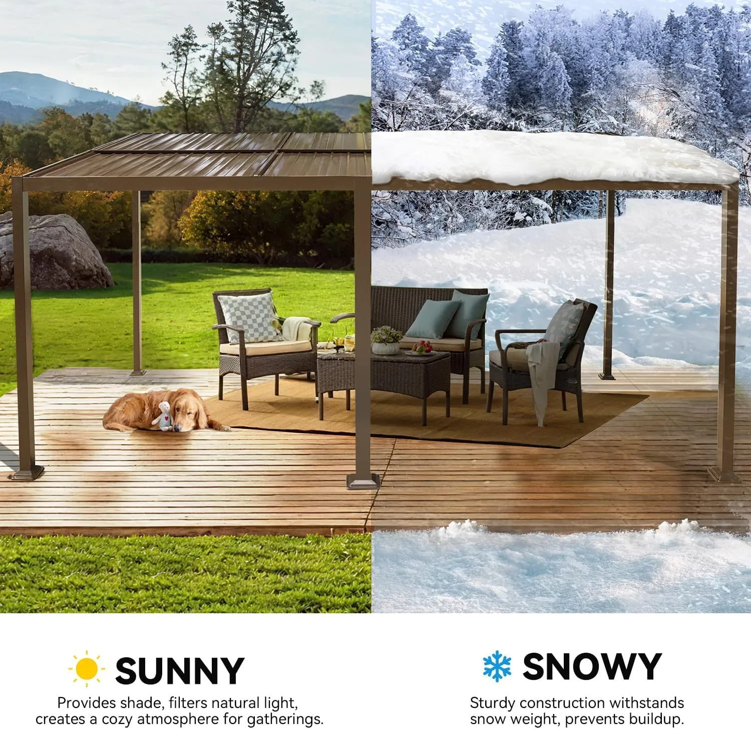 MELLCOM Gazebo 12x20 with Adjustable Galvanized Steel Roofs, All Aluminum Frame Permanent Pergola for Patio, Outdoor Freestanding Shelter, Dark Brown