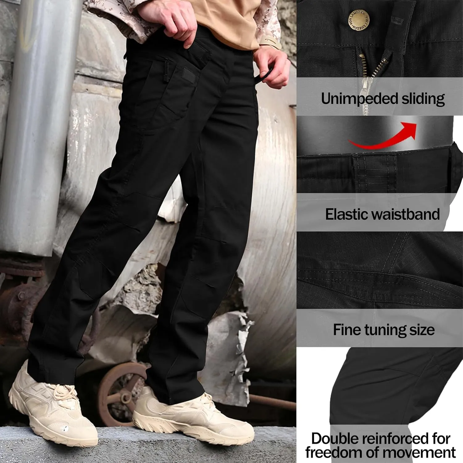 Men's Cargo Pants,Lightweight Water Resistant Ripstop Hiking Pants with 10 Pockets Work Pants for Travel Fishing