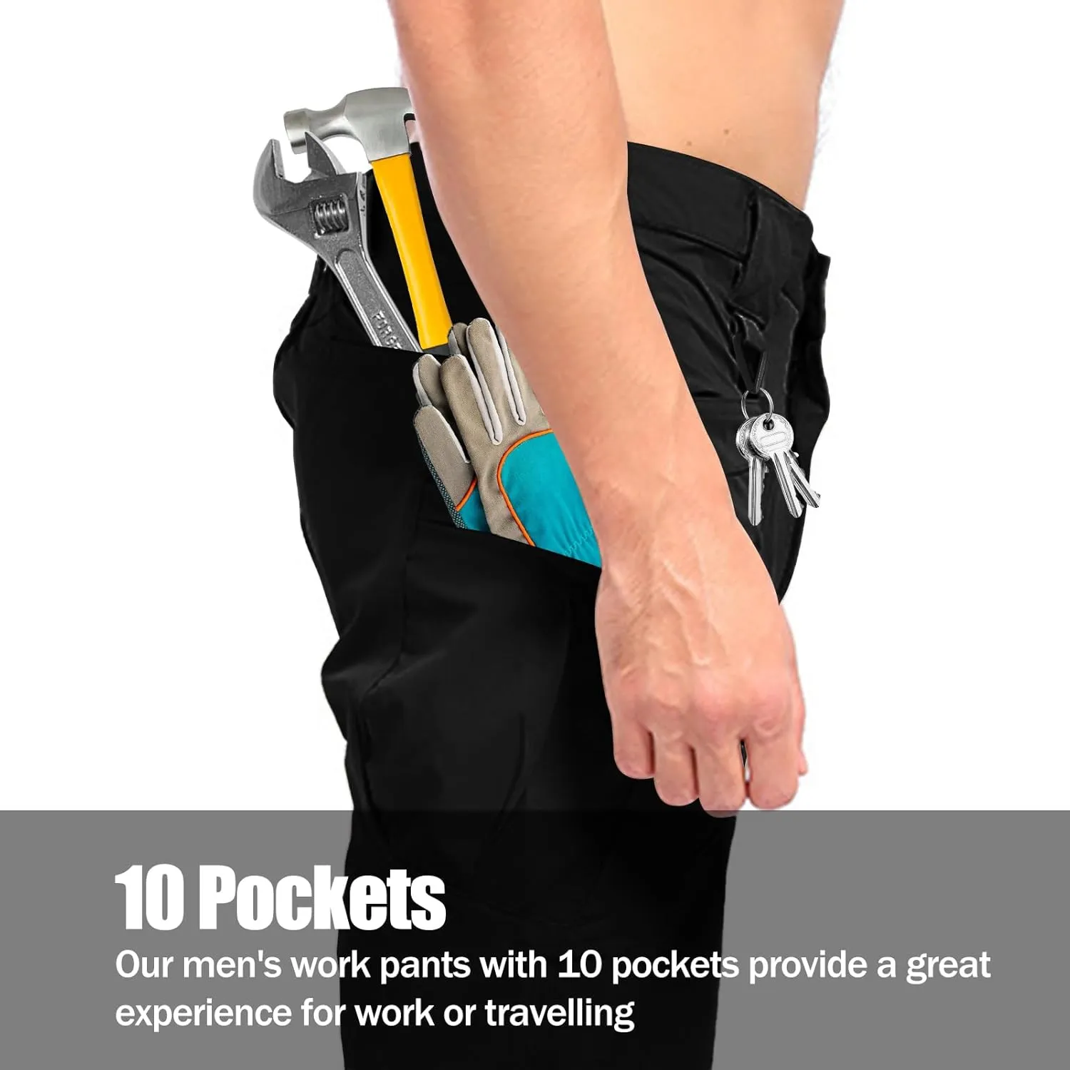 Men's Cargo Pants,Lightweight Water Resistant Ripstop Hiking Pants with 10 Pockets Work Pants for Travel Fishing