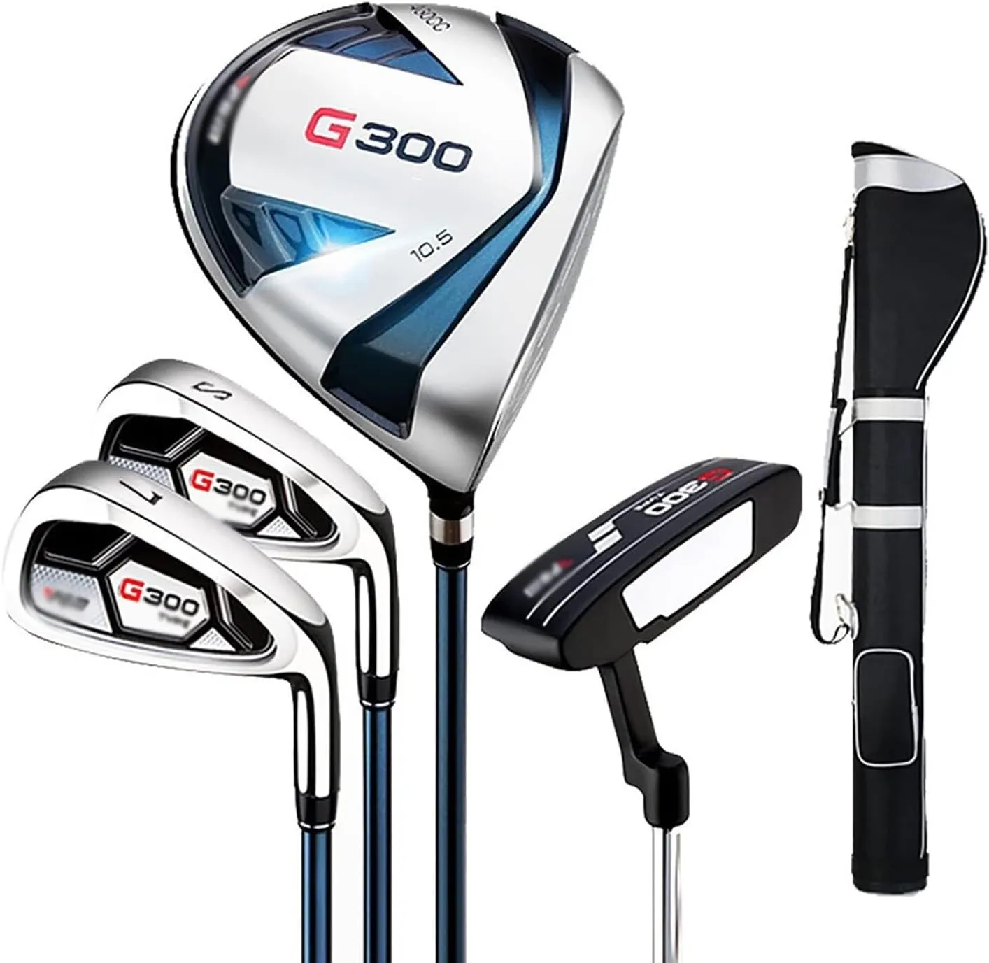 Men's Golf Club Set for Beginners, Ultra-Light Graphite Carbon Steel Shafts, Anti-Skid Putter Training Aids, Ball Bag Included