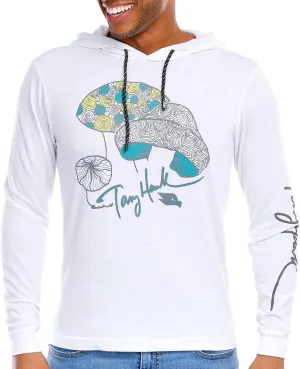 Mens Print Long Sleeve Hoodie Medium White multi