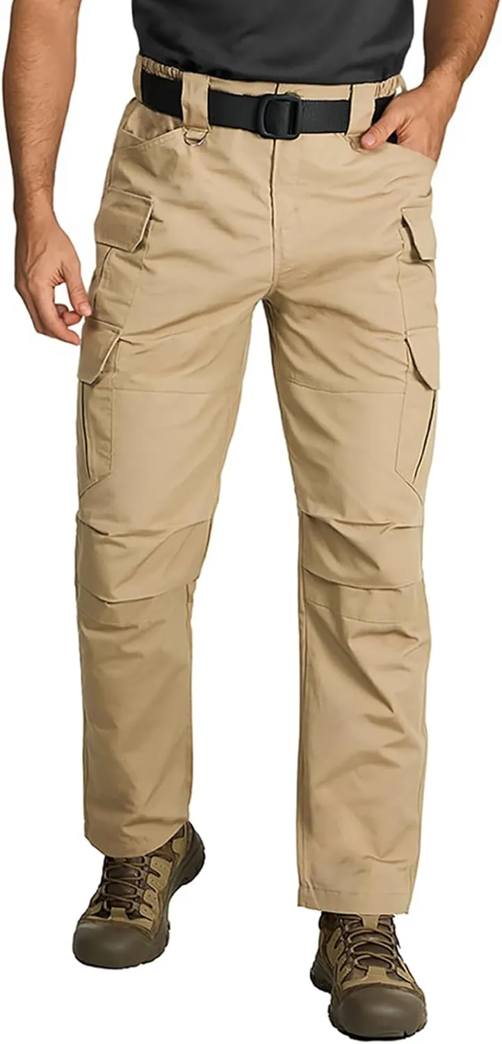 Men's Tactical Cargo Pants, Lightweight Water-Resistant, Ripstop Fabric for Hiking, Work, Outdoor Activities