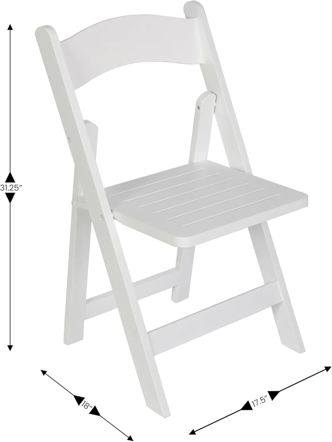 Merrick Lane Nathan Folding Solid Wood Dining Chair, Luxurious Curved Back, Versatile, Solid Beechwood Construction, Mortise & Tenon, White