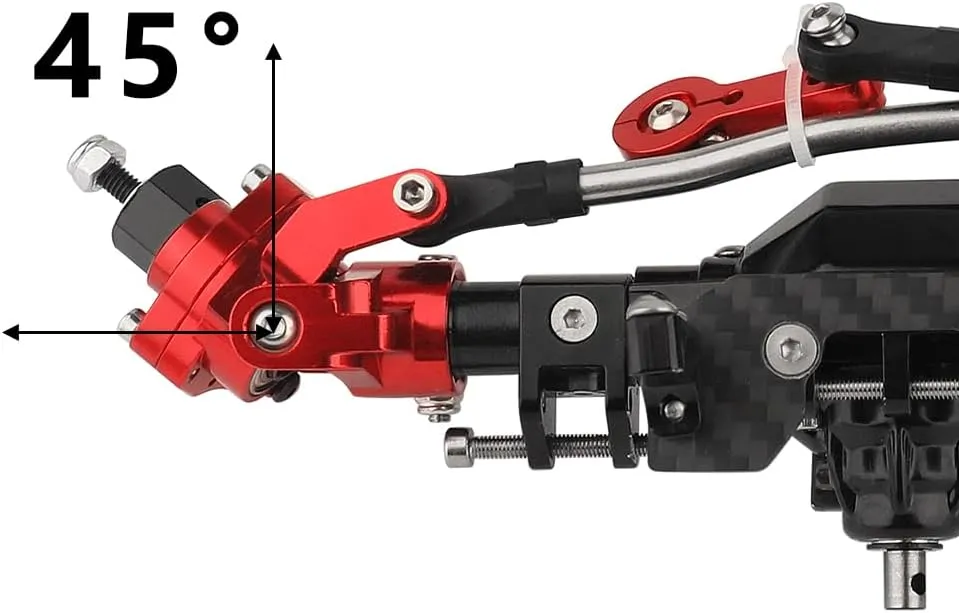Metal CNC Front Middle Rear Complete Portal Axle with Gear for 1/10 RC Crawler Axial SCX10 II Deadbolt 90046 90047 4x4 6x6 Upgrade Parts (red-Black Front  Rear)