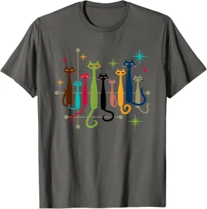 Mid-Century Modern Cats Vintage Retro MCM 1950s Style T-Shirt