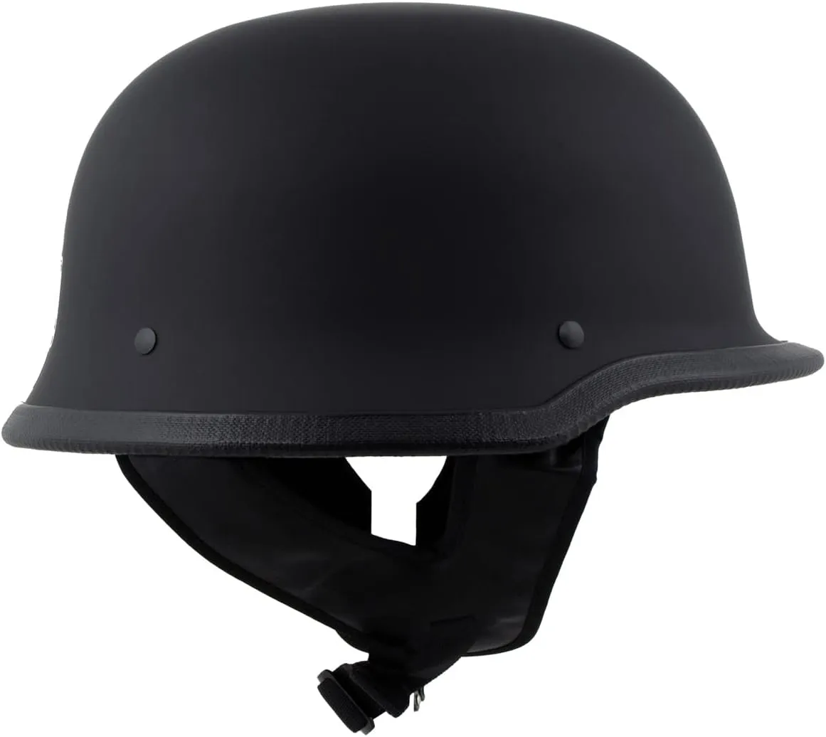 Milwaukee Helmets MPH9740DOT Motorrad DOT German Style Matte Black Half Face Motorcycle Bikers Helmet - X-Large