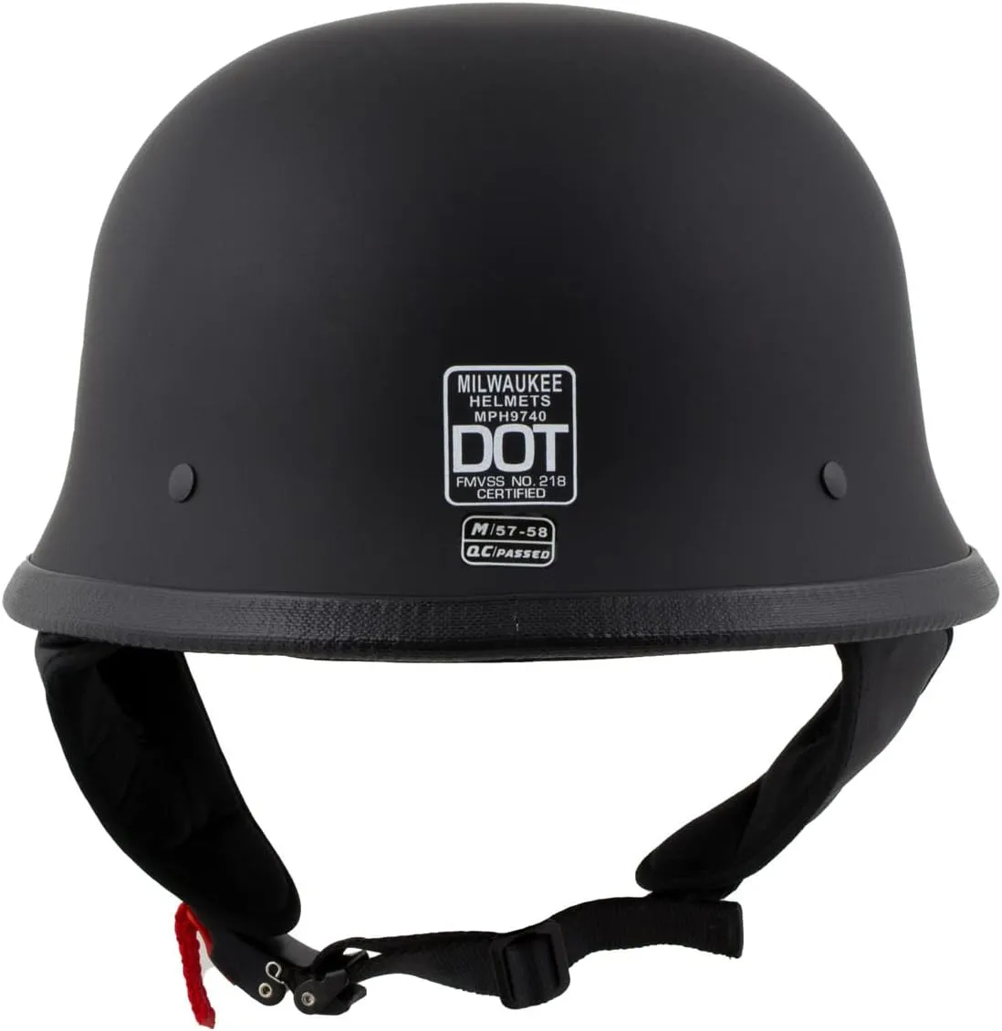 Milwaukee Helmets MPH9740DOT Motorrad DOT German Style Matte Black Half Face Motorcycle Bikers Helmet - X-Large