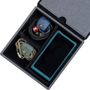MITER Carrying Case for FiiO iBasso Sony Shanling HiBy Cayin Astell&Kern Questyle, Handmade Acrylic Window Hard Storage Box for IEM Earphones   Digital Audio Player (Acrylic 4 Earphones Case-Black)