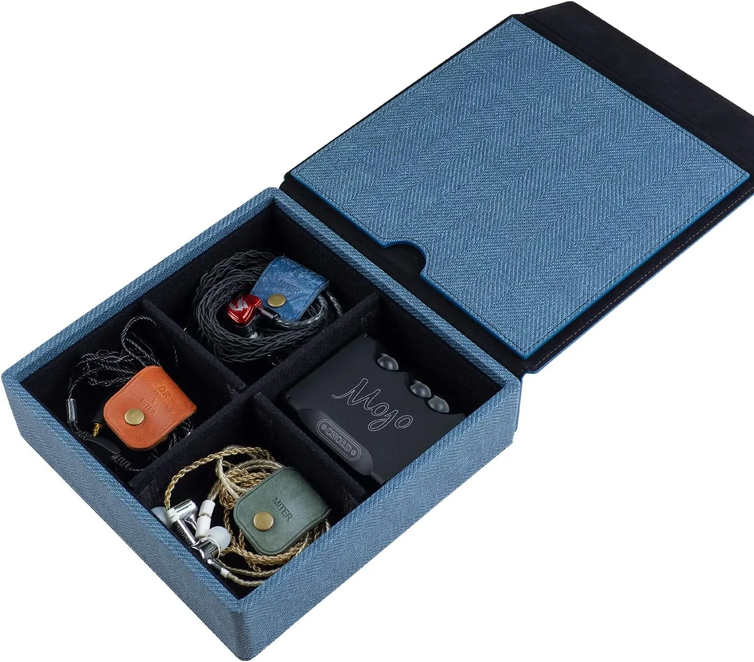MITER Carrying Case for FiiO iBasso Sony Shanling HiBy Cayin Astell&Kern Questyle, Handmade Acrylic Window Hard Storage Box for IEM Earphones   Digital Audio Player (Acrylic 4 Earphones Case-Black)