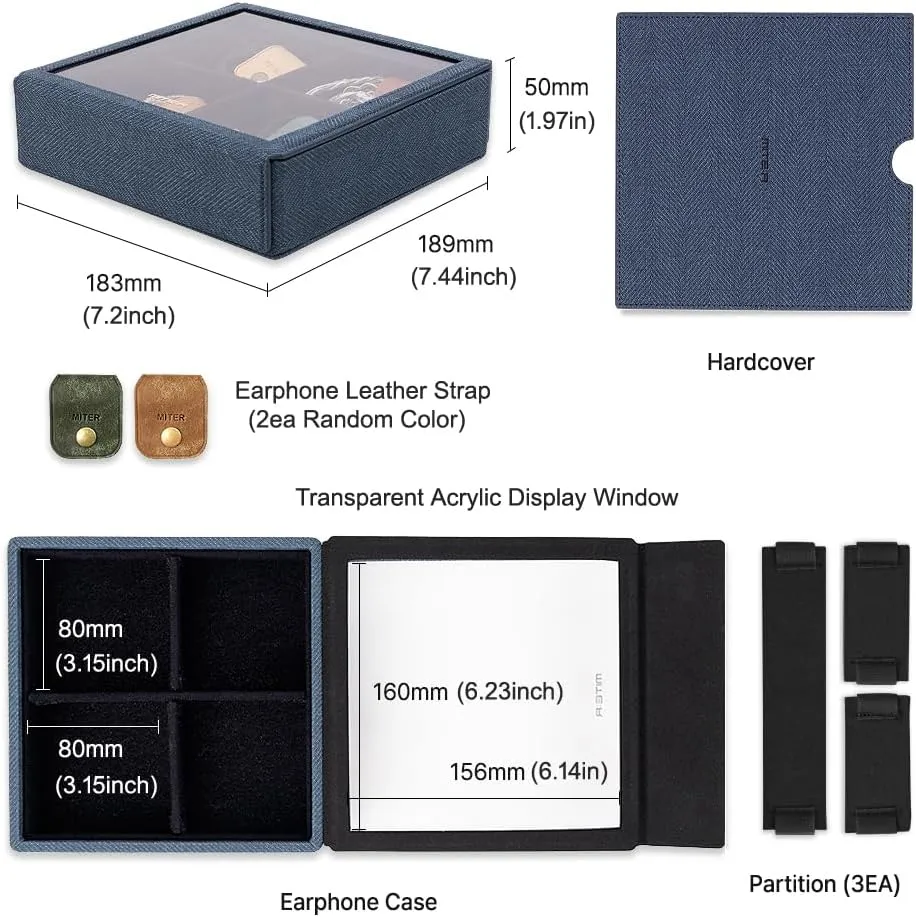 MITER Carrying Case for FiiO iBasso Sony Shanling HiBy Cayin Astell&Kern Questyle, Handmade Acrylic Window Hard Storage Box for IEM Earphones   Digital Audio Player (Acrylic 4 Earphones Case-Black)