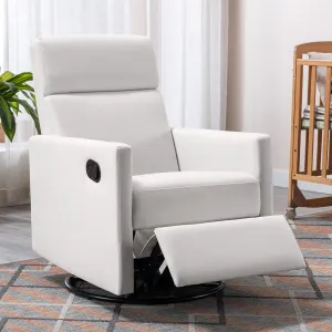 Modern Mid Century Upholstered Recliner Chair with Thick Seat Cushion and Backrest Wood Accent Armchair for Living Room, Bedroom, Home Office Beige