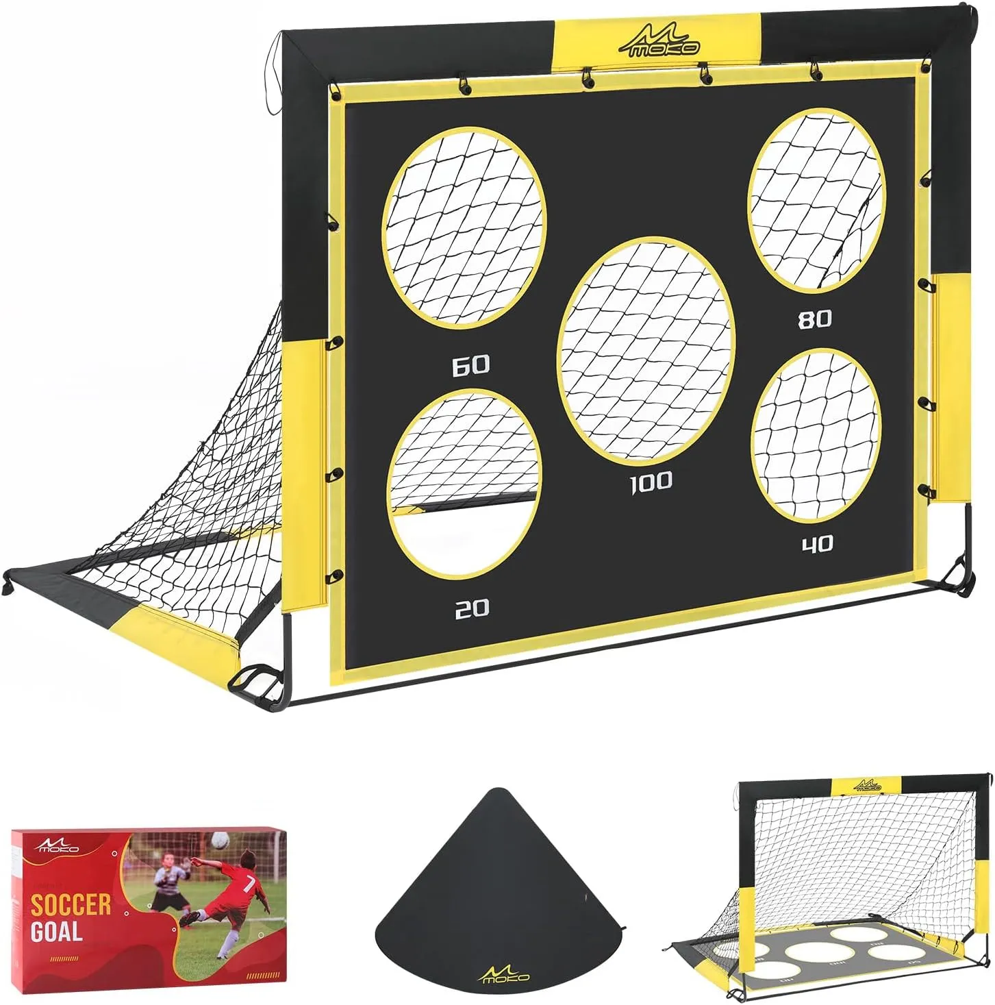 MoKo Backyard Soccer Goal for Kids - 4' x 3' Portable Pop Up Soccer Nets - 2 in 1 Soccer Net Set for Outdoor Indoor