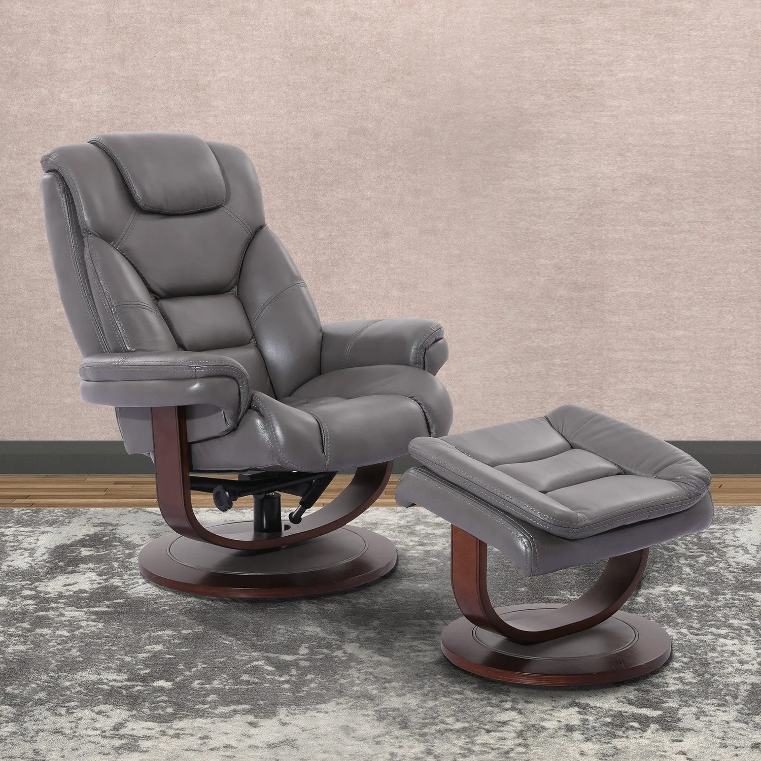 MONARCH - ICE Manual Reclining Swivel Chair and Ottoman