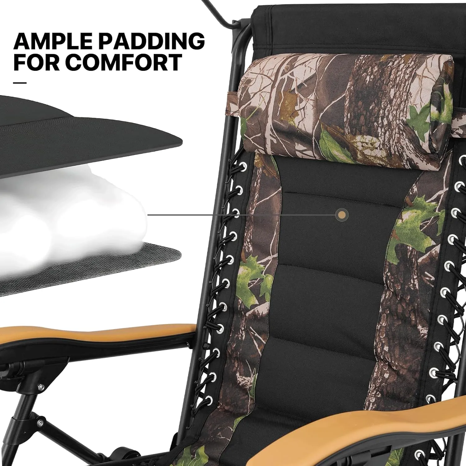 MoNiBloom 29-Inch Oversized Zero Gravity Chairs Set of 2, Patio Anti Gravity Recliner with Canopy Shade, XL Foldable Outdoor Lounger with Cup Holder Tray for Beach Camping, Jungle
