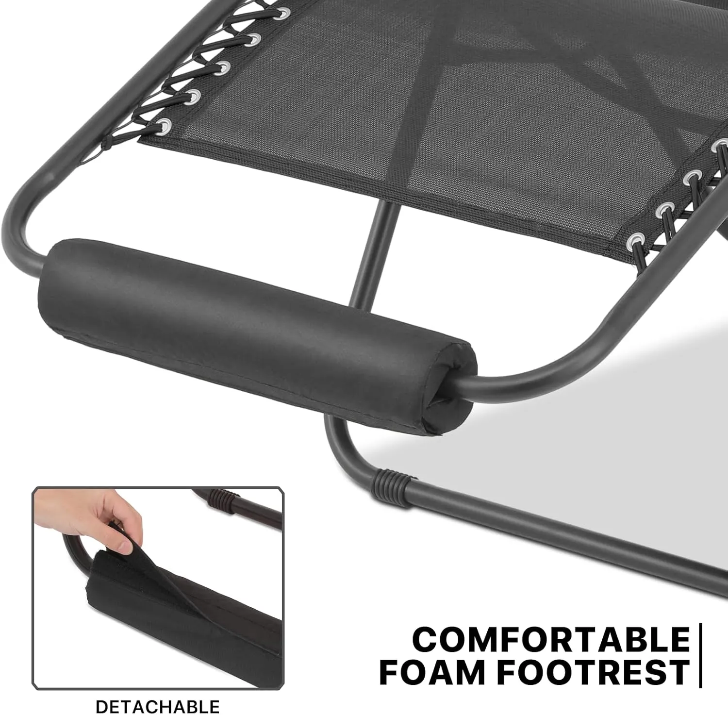 MoNiBloom Zero Gravity Chairs Set of 2, Patio Anti Gravity Recliner with Canopy Shade, Foldable Outdoor Lounger with Cup Holder Tray, Headrest and Footrest for Beach Camping, Black